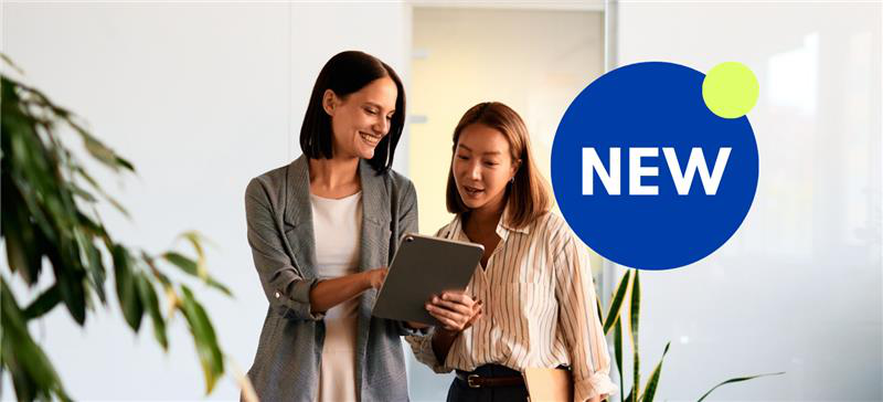 Two women looking at iPad